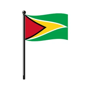 National flag of Guyana on the stick Stock Illustration