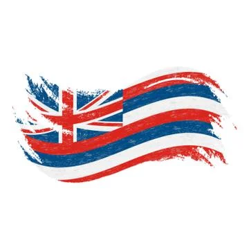 National Flag Of Hawaii, Designed Using Brush Strokes Isolated On A White Stock Illustration
