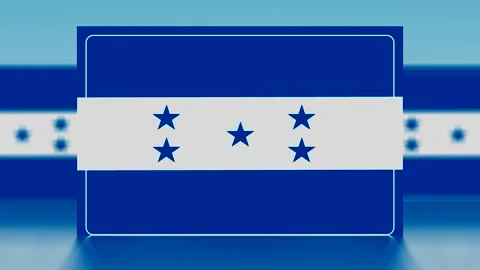 National flag of Honduras featuring five blue stars on a white stripe betwe.. Video stock 343650055