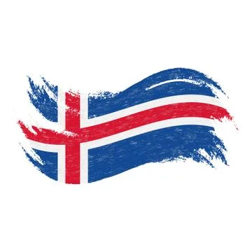 National Flag Of Iceland, Designed Using Brush Strokes,Isolated On A White Stock Illustration