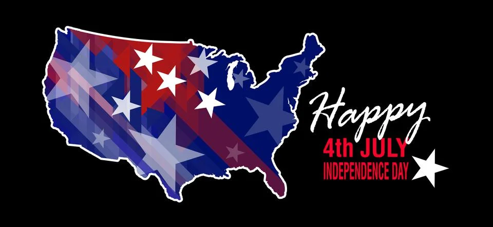 National flag image on the US map abstract geometric vector banner Stock Illustration