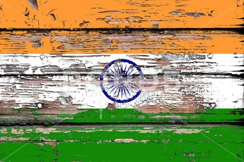 National flag of India on a dull wooden background Stock Photos