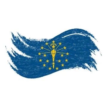 National Flag Of Indiana, Designed Using Brush Strokes Isolated On A White Stock Illustration