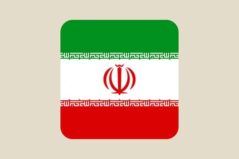 National flag of Iran as a rounded square vector icon, a symbol for patriot.. Stock Illustration