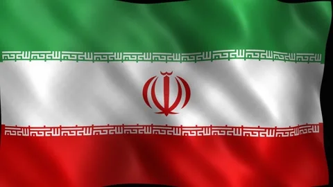 National flag of iran waving in the wind with emblem. 4K Stock Footage 344047019