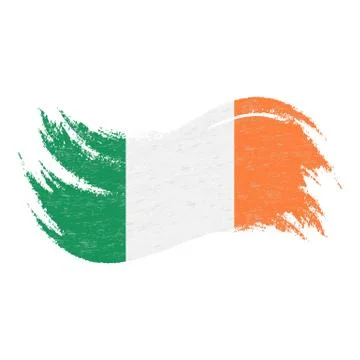 National Flag Of Ireland, Designed Using Brush Strokes,Isolated On A White Stock Illustration