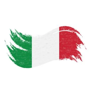 National Flag Of Italy, Designed Using Brush Strokes,Isolated On A White Stock Illustration