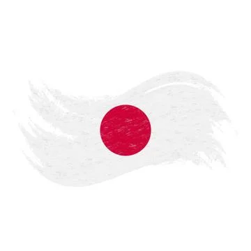 National Flag Of Japan, Designed Using Brush Strokes,Isolated On A White Stock Illustration
