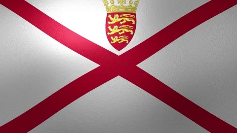 The national flag of Jersey waving in the wind with a detailed fabric texture Stock Footage 346325649