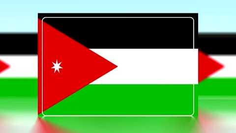 National flag of Jordan featuring black white and green horizontal stripes .. Vídeo Stock 343650404