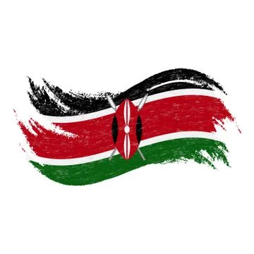 National Flag Of Kenya, Designed Using Brush Strokes,Isolated On A White Stock Illustration