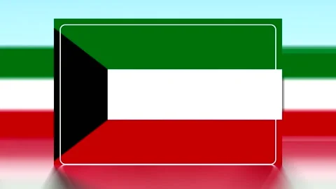 National flag of Kuwait featuring horizontal green white and red stripes wi.. Vídeos de archivo 343650728