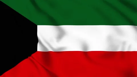 National flag of Kuwait waving in the wind, Kuwait Waving Flag Stock Footage 301448804