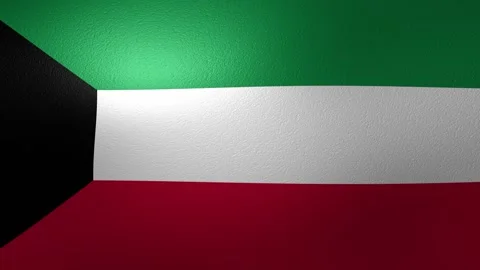 National flag of Kuwait waving in the wind with a detailed fabric texture Stock Footage 346326659