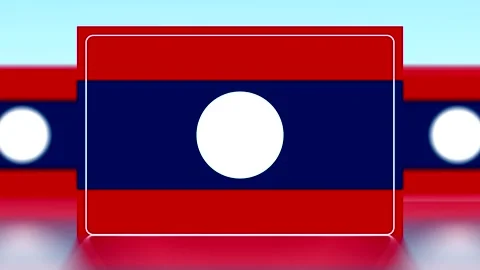 The national flag of laos with red blue and white horizontal stripes isolat.. Video stock 343662223