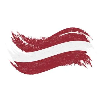 National Flag Of Latvia, Designed Using Brush Strokes,Isolated On A White Stock Illustration