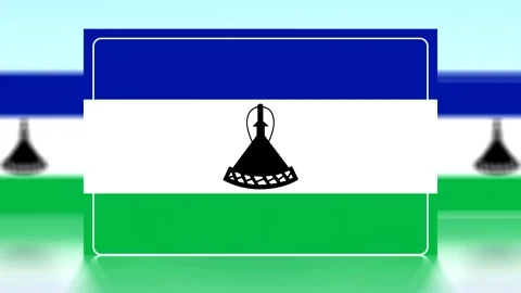 National flag of lesotho with blue white and green horizontal stripes Vídeos de archivo 343650869