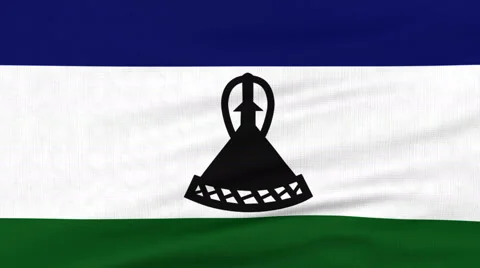 National flag of Lesotho flying on the wind Stock Footage 65792271