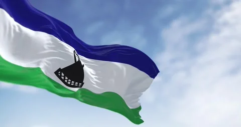 National flag of Lesotho waving in the wind on a clear day Stock-Footage 271659112
