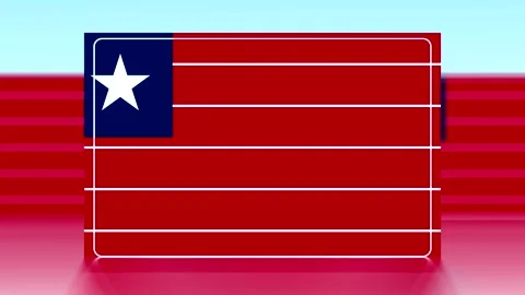 National flag of liberia featuring horizontal stripes and a blue square wit.. Видео 343650933