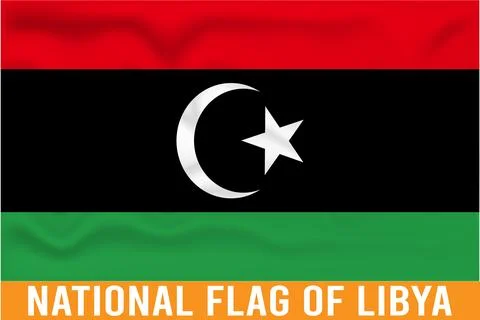 NATIONAL FLAG OF LIBYA 3D EFFECT Illustrazione stock