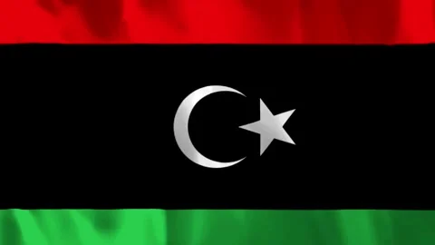 National flag of Libya with a red black and green horizontal striped patter.. Video stock 343581805