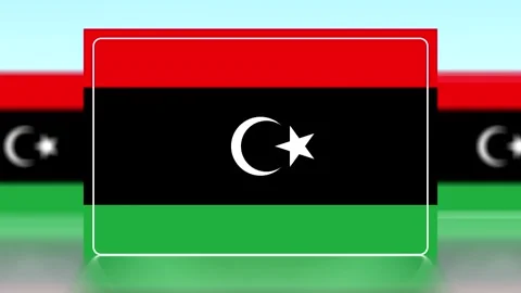 National flag of Libya with a red black and green horizontal design featuri.. Video stock 343650988