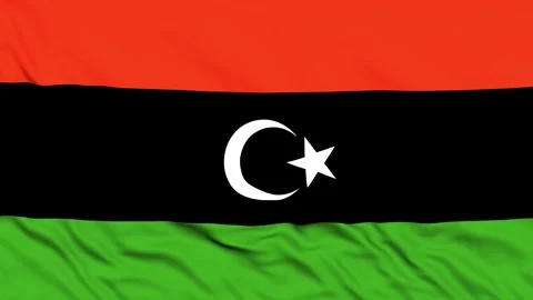 National flag of Libya. Seamless flag Libya waving in the wind Stock Footage 307822698
