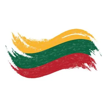 National Flag Of Lithuania, Designed Using Brush Strokes,Isolated On A White Stock Illustration