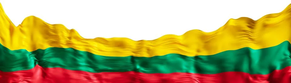 The national flag of Lithuania featuring three horizontal bands of yellow, .. Stock Illustration