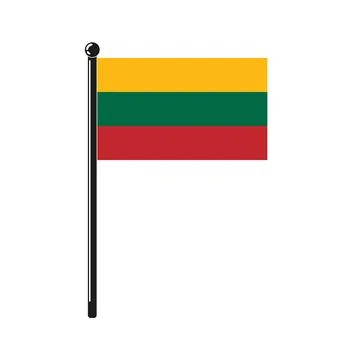 National flag of Lithuania on the stick Stock Illustration