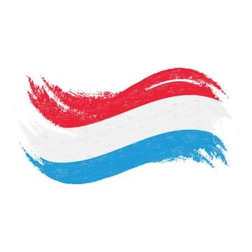 National Flag Of Luxembourg, Designed Using Brush Strokes,Isolated On A White Stock Illustration