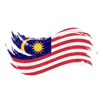 National Flag Of Malaysia, Designed Using Brush Strokes,Isolated On A White Stock Illustration