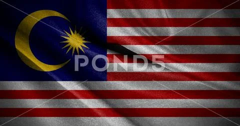 The national flag of Malaysia, with distinct red and white stripes and a da.. PSD Template