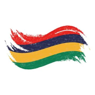 National Flag Of Mauritius, Designed Using Brush Strokes,Isolated On A White Stock Illustration