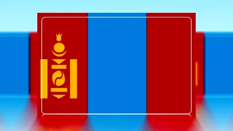 National flag of Mongolia featuring the Soyombo symbol in a modern graphica.. Stock Footage 343651605