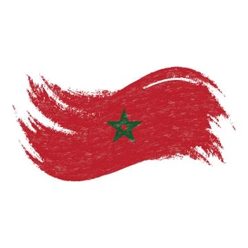 National Flag Of Morocco, Designed Using Brush Strokes,Isolated On A White Stock Illustration