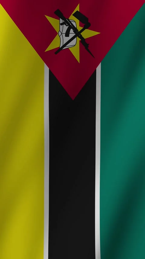 National flag of Mozambique displayed vertically in vibrant colors Stock-Footage 304681302
