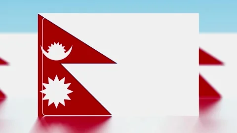 The national flag of nepal showing unique nonquadrilateral shape with moon .. Vídeo Stock 343662234