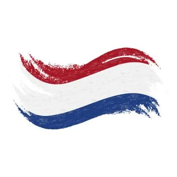 National Flag Of Netherlands, Designed Using Brush Strokes,Isolated On A White Stock Illustration