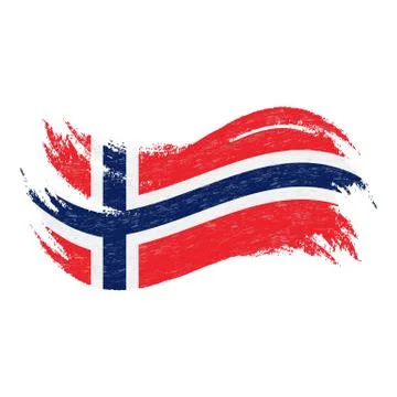 National Flag Of Norway, Designed Using Brush Strokes,Isolated On A White Stock Illustration