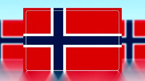 National flag of norway featuring a red field with a blue whitebordered nor.. Stock-Footage 343652198