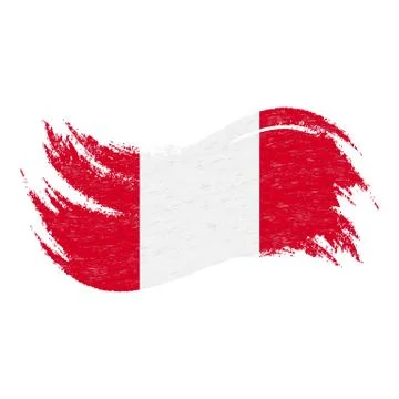 National Flag Of Peru, Designed Using Brush Strokes,Isolated On A White Stock Illustration