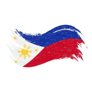 National Flag Of Philippines, Designed Using Brush Strokes,Isolated On A White Stock Illustration