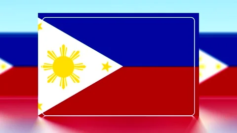 National flag of the philippines featuring blue and red stripes with a whit.. Video stock 343655567