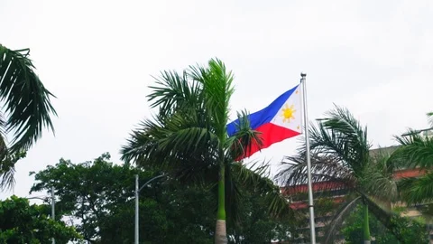 National Flag of Philippines Waving In The Wind, Sunny Day, Slow Motion Stock Footage