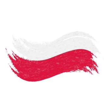 National Flag Of Poland, Designed Using Brush Strokes,Isolated On A White Stock Illustration