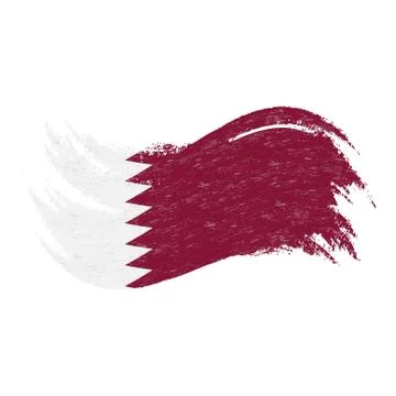 National Flag Of Qatar, Designed Using Brush Strokes,Isolated On A White Stock Illustration