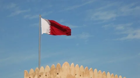 National flag of Qatar Stock Footage 57753712
