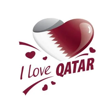 National flag of the Qatar in the shape of a heart and the inscription I love Stock Illustration